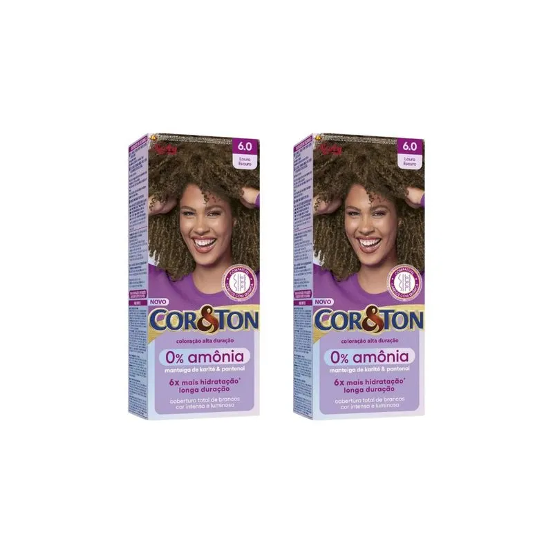 Coloraçao Cor&Ton Sem Amonia 6.0 Louro Escuro-Kit C/2un