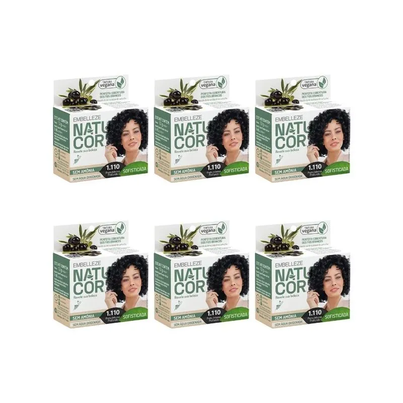 Coloraçao Natucor 1.110 Preto Intenso Profundo-kit C/6un