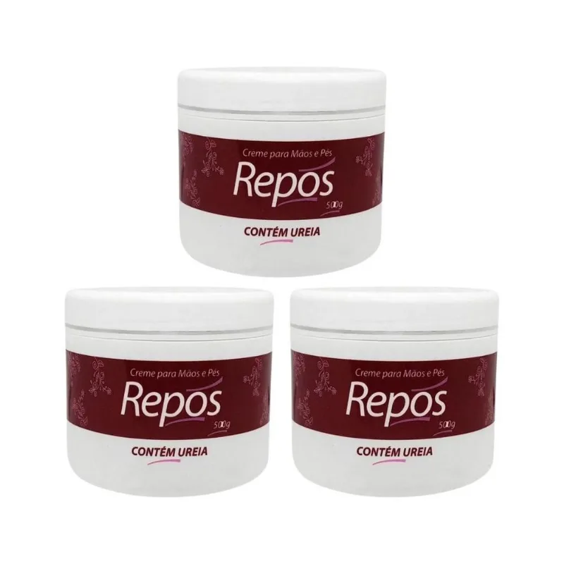Repos Creme Ureia Maos E Pes 500g - Kit Com 3un