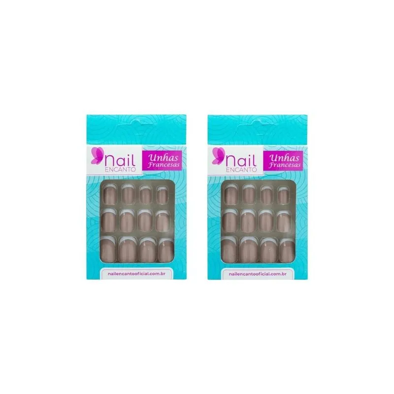 Unhas Postiças Nil Encanto Com 24un Francesa Rosa - 2un