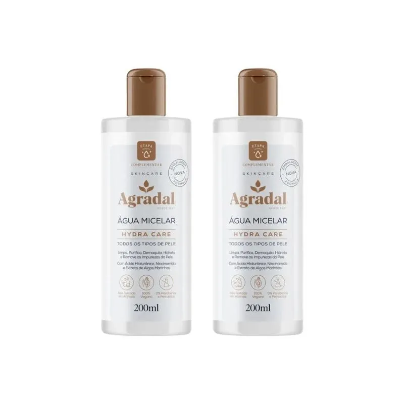 Agua Micelar Agradal Hydra Care 200ml - Kit Com 2un
