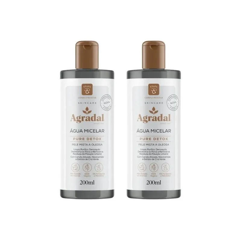Agua Micelar Agradal Pure Detox 200ml - Kit Com 2un