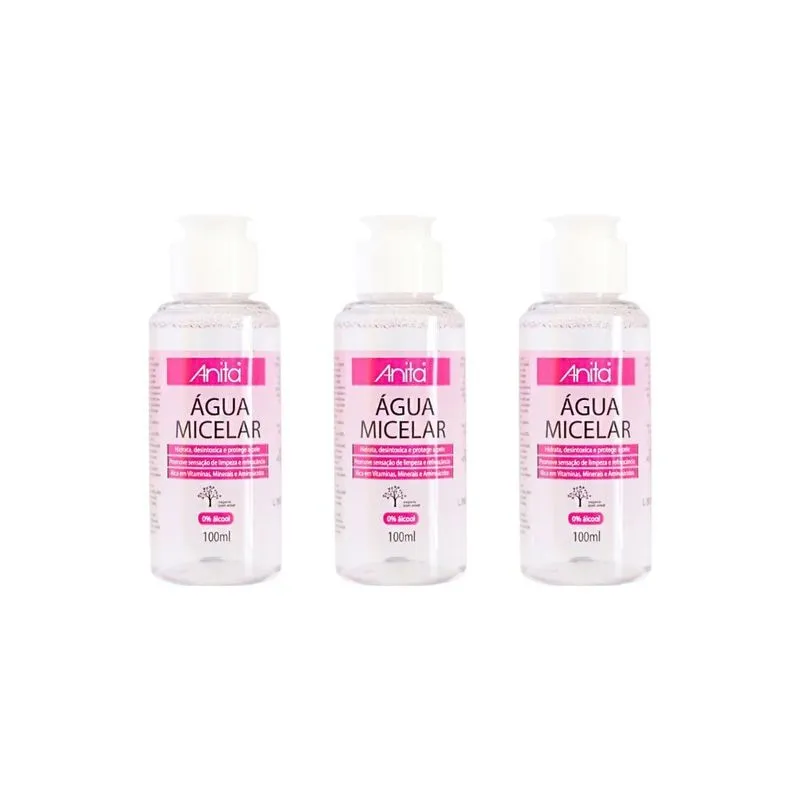 Agua Micelar Anita 100ml - Kit Com 3un