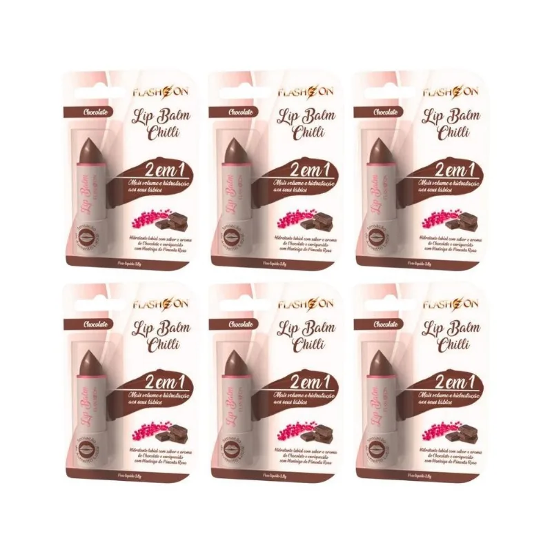Lip Balm Flash On 2em1 Chocolate - Kit Com 6un