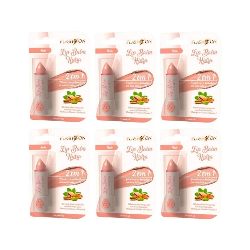 Lip Balm Flash On 2em1 Nude - Kit Com 6un