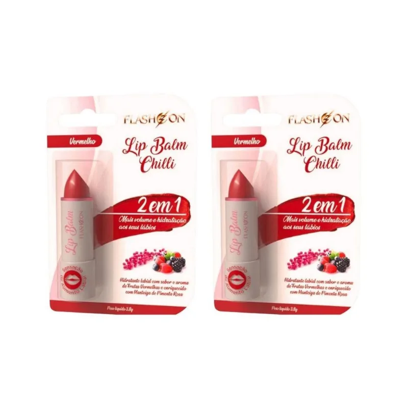 Lip Balm Flash On 2em1 Vermelho - Kit Com 2un