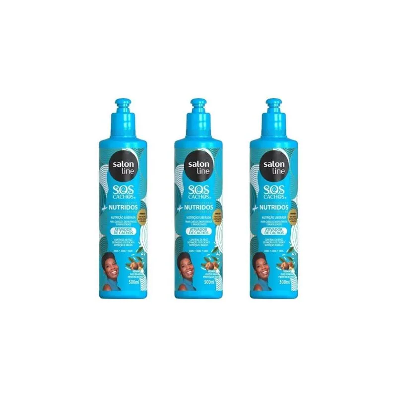 Ativador De Cachos Salon Line 300ml Sos Argan - Kit C/3un