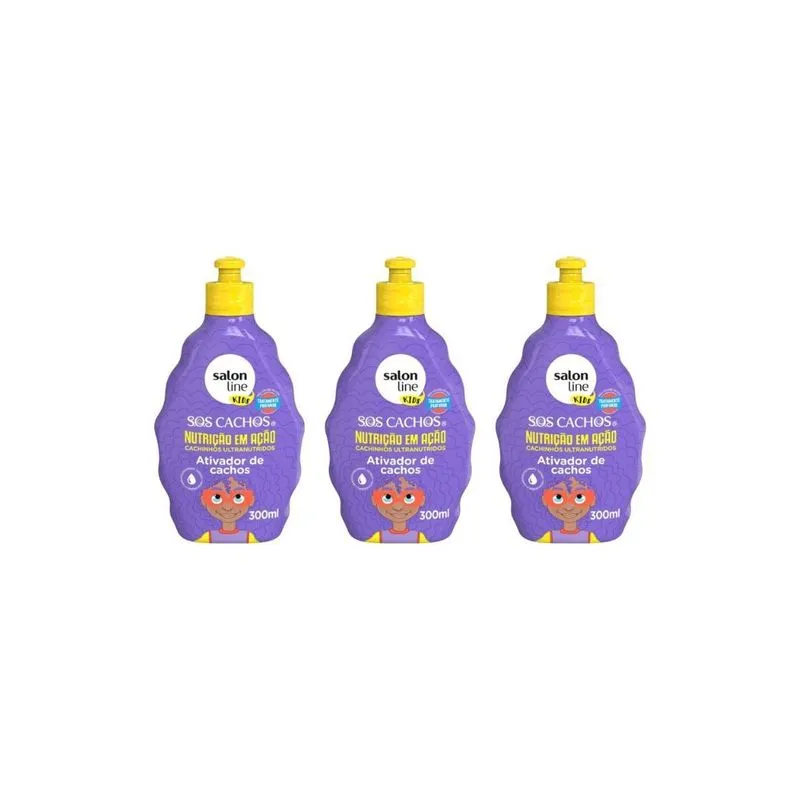 Ativador Cachos Salon Line 300ml Sos Kids Definição - 3un