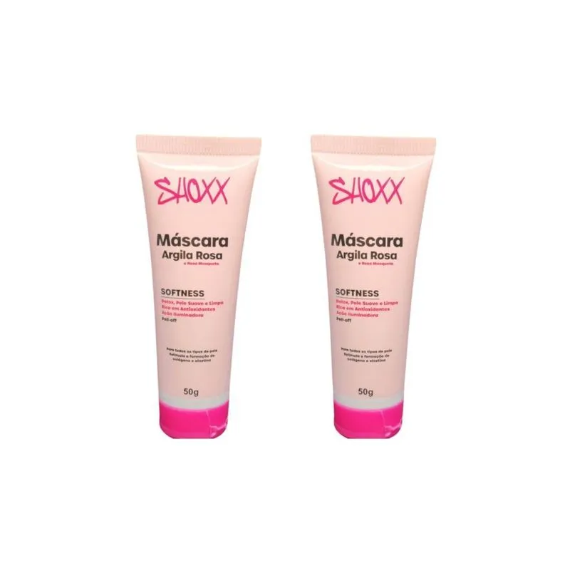 Mascara Facial Shoxx Argila Rosa 50g - Kit C/2un