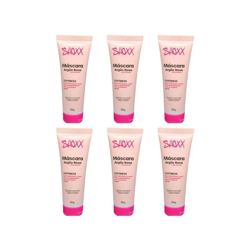 Mascara Facial Shoxx Argila Rosa 50g - Kit C/6un