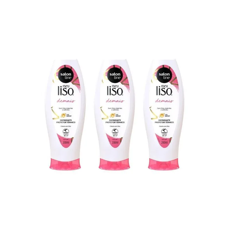 Defrizante Salon Line Meu Liso Demais 200ml - Kit Com 3un