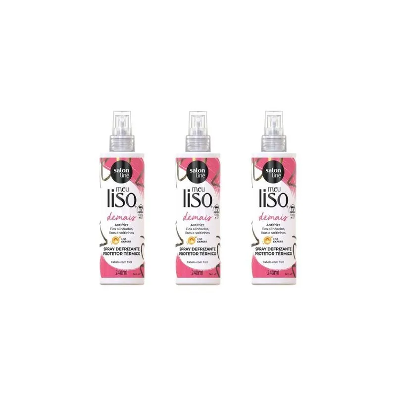 Defrizante Spray Salon Line Meu Liso Demais 240ml- Kit C/3un