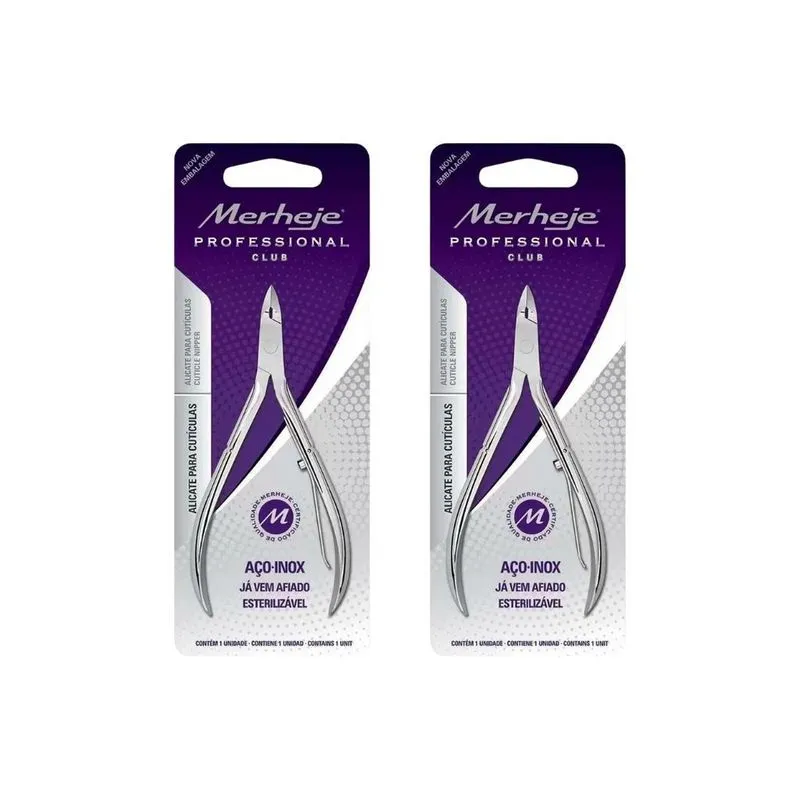 Alicate Merheje Inox Cuticulas - Kit Com 2un