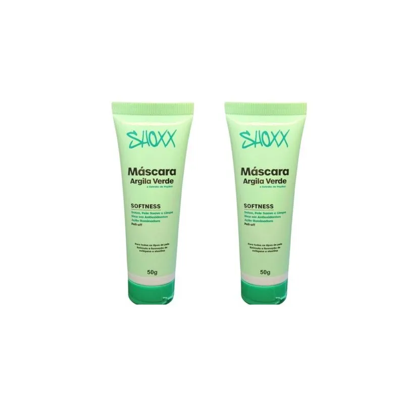 Mascara Facial Shoxx Argila Verde 50g - Kit C/2un