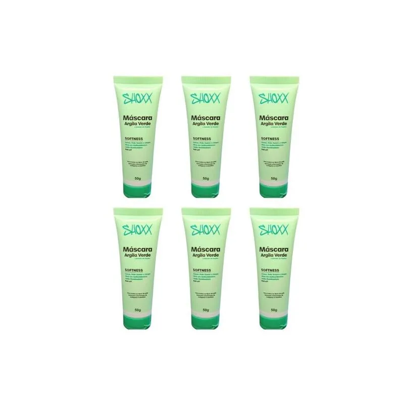 Mascara Facial Shoxx Argila Verde 50g - Kit C/6un