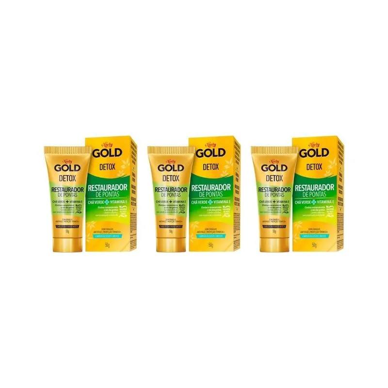 Restaurador De Pontas Niely Gold Detox 50ml - Kit Com 3un