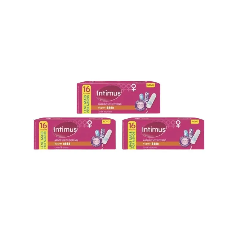 Absorvente Intimus Interno Com 16 Super - Kit c/ 3un