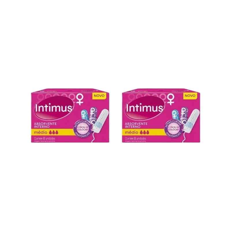 Absorvente Intimus Interno Com 8 Medio - Kit c/ 2un