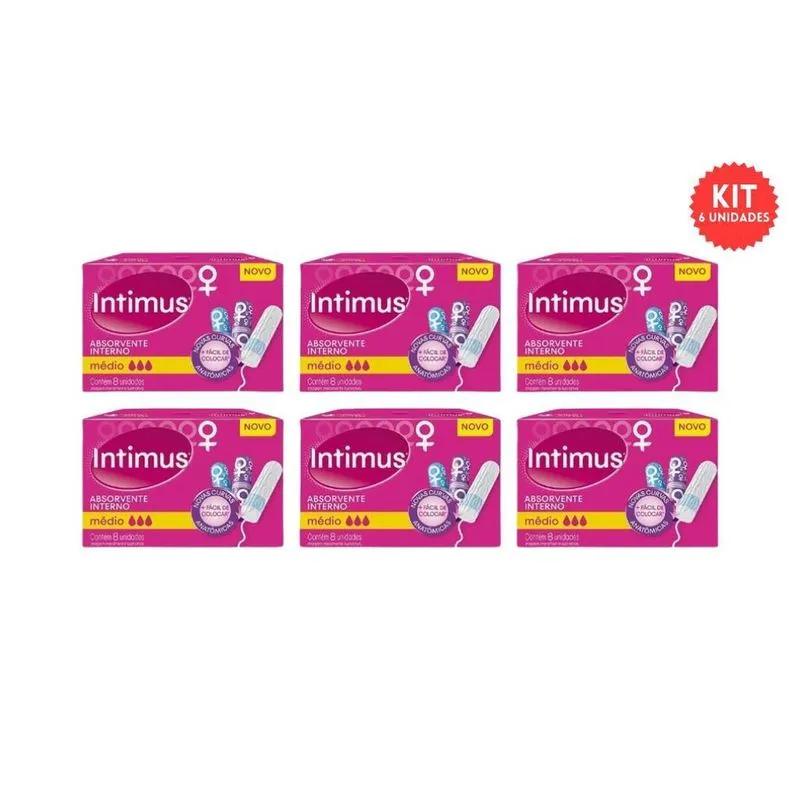 Absorvente Intimus Interno Com8 Medio - Kit C/6Un