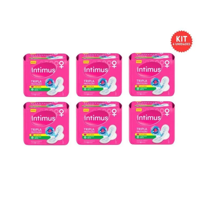 Absorvente Intimus Tripla Proteçao Com8 Seca Com Abas - 6Un