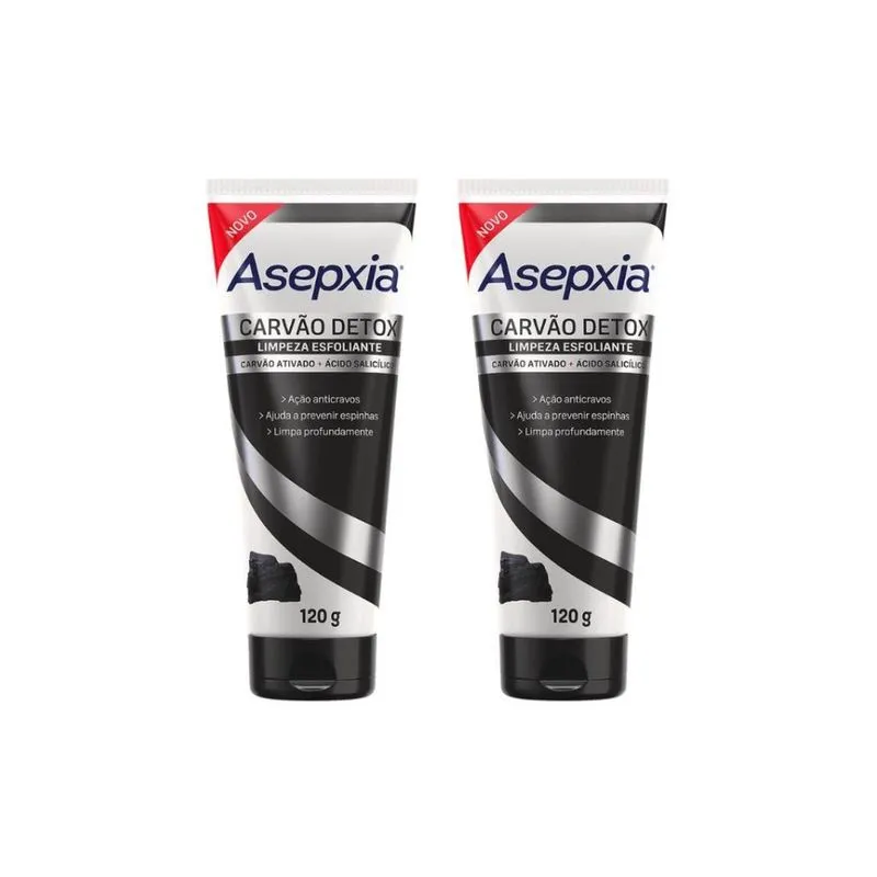 Esfoliante Asepxia 120Ml Detox Carvao - Kit Com 2Un