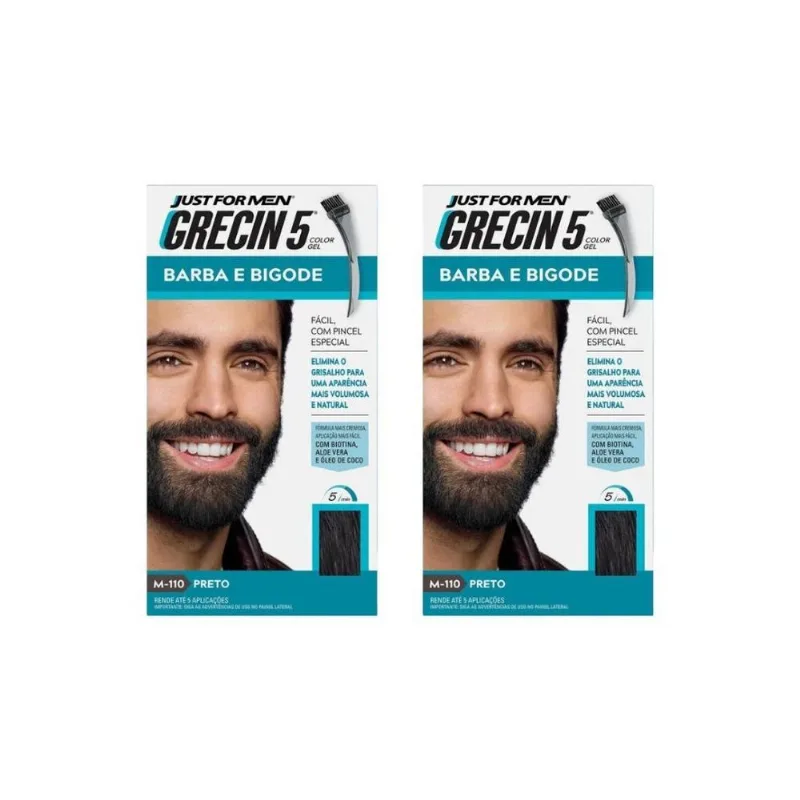 Grecin 5 Barba E Bigode 28g M-110 Preto - Kit Com 2un