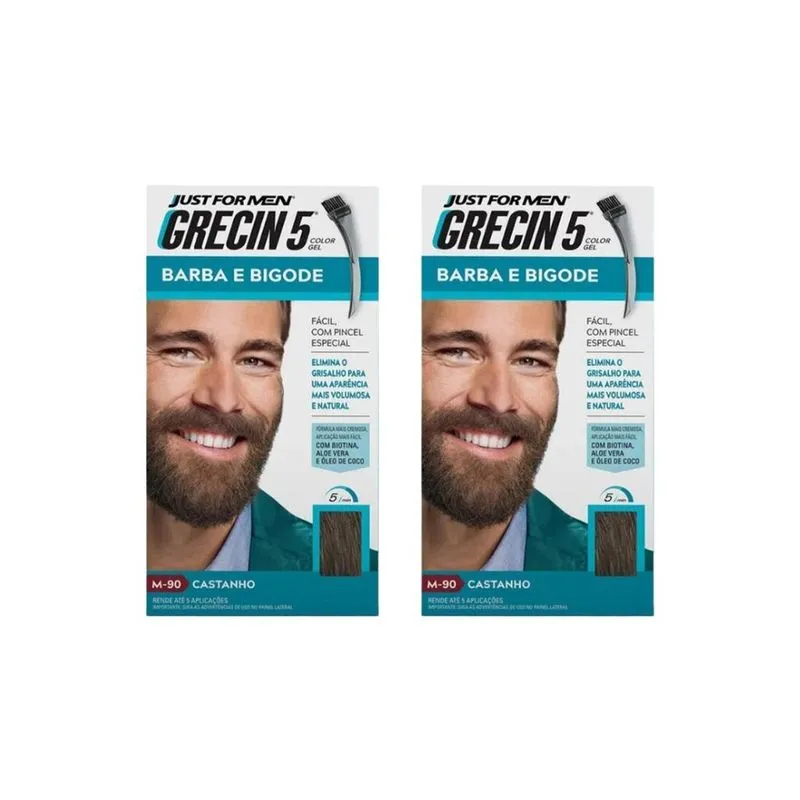 Grecin 5 Barba E Bigode 28g M-90 Castanho - Kit Com 2un