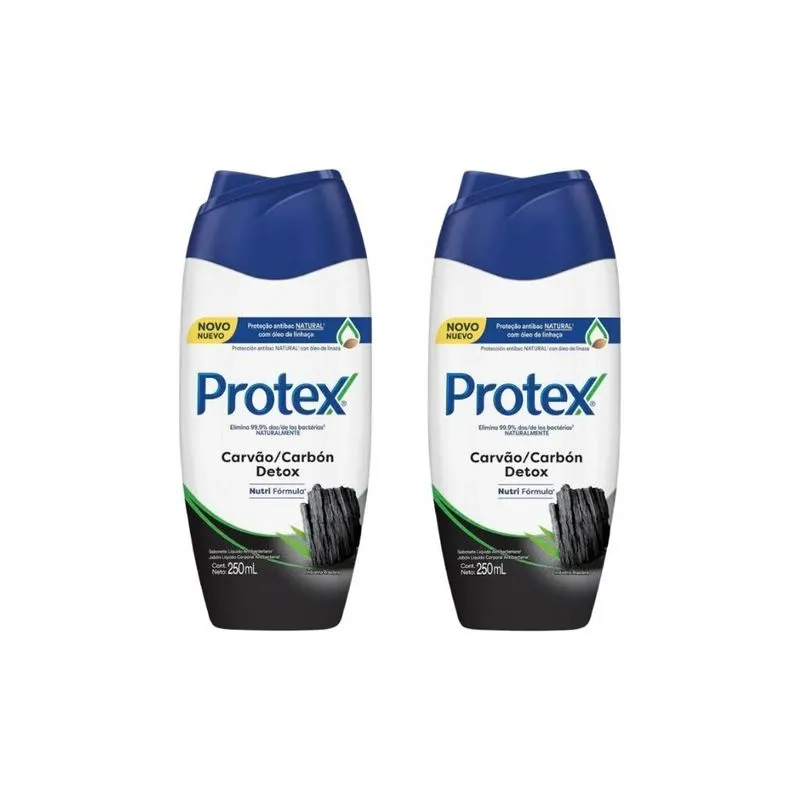 Sabonete Liquido Protex 250ml Carvao Detox - Kit Com 2un