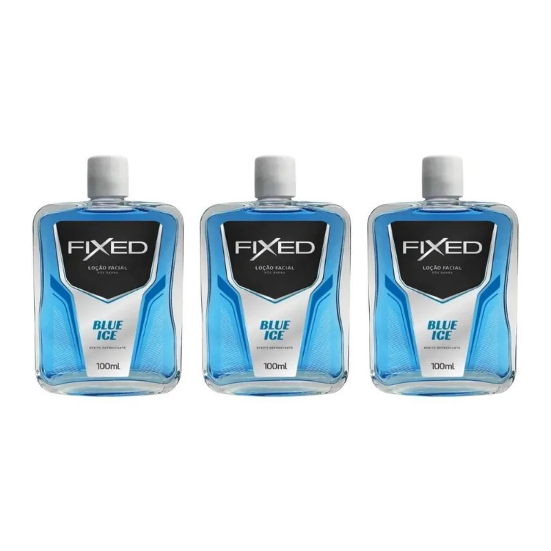 Loçao Pos Barba Fixed Blue Ice 100ml - Kit Com 3un
