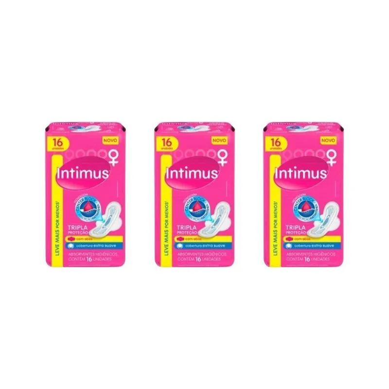 Absorvente Intimus Tripla Proteçao Com16 Suave Com Abas- 3Un