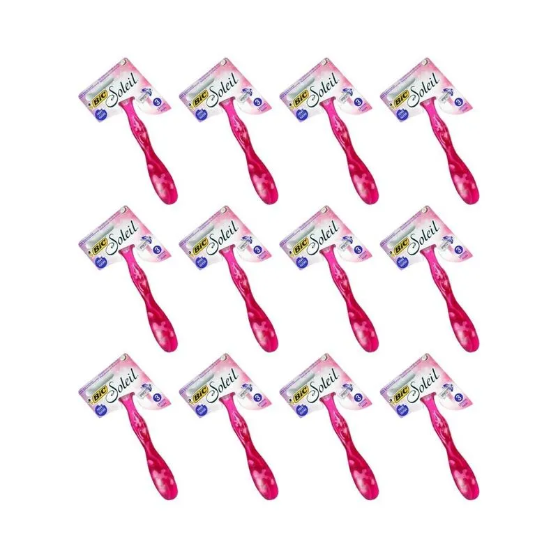Aparelho De Barbear Bic Soleil Com 1 Rosa - Kit Com 12un
