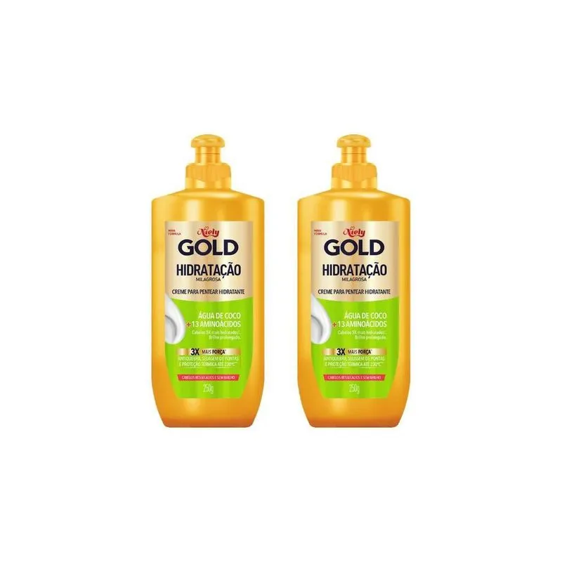 Creme Para Pentear Niely Gold 250G Agua Coco Hidra Milag-2Un