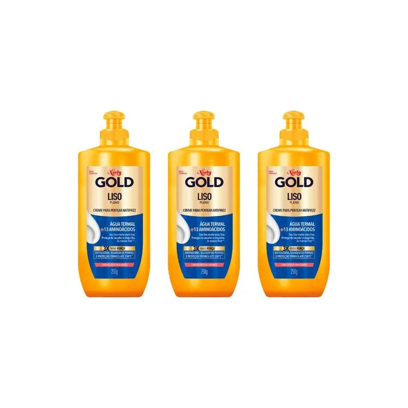Creme Para Pentear Niely Gold 250g Agua Term Liso Pleno-3un