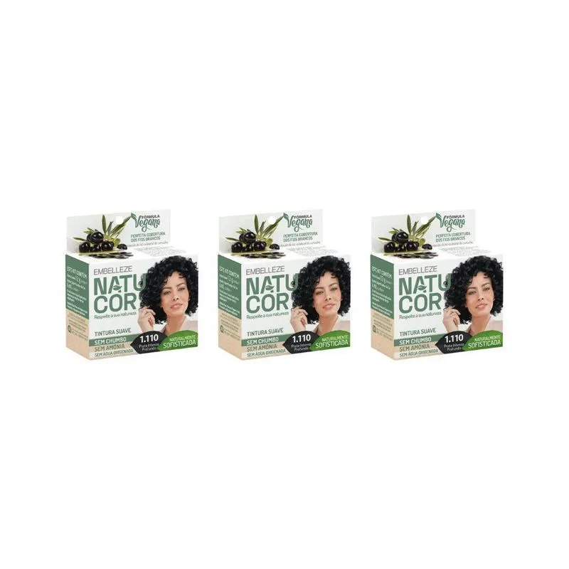Coloraçao Natucor 1.110 Preto Intenso Profundo - Kit Com 3Un