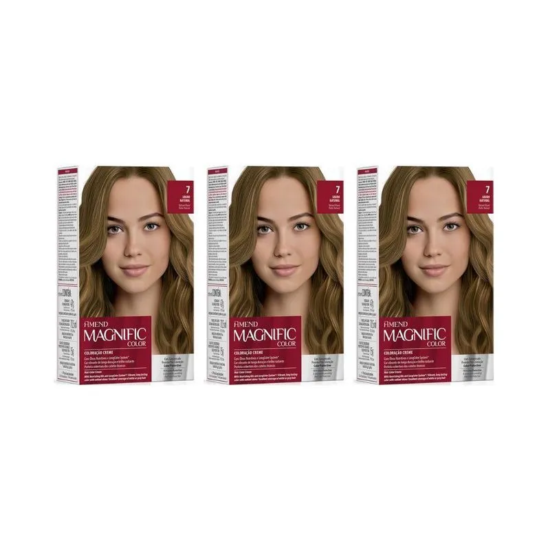 Coloraçao Amend Magnific Cr Perm 7.0 Louro Natural-Kit C/3Un