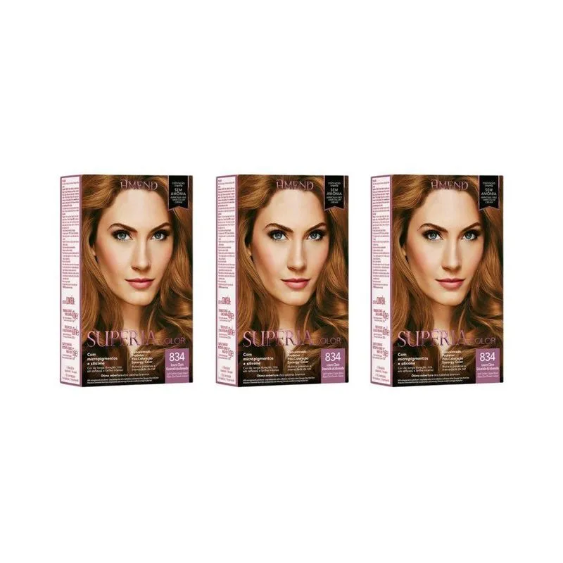 Coloraçao Amend Superia 834 Louro Claro Dourado Acob-Kit 3Un