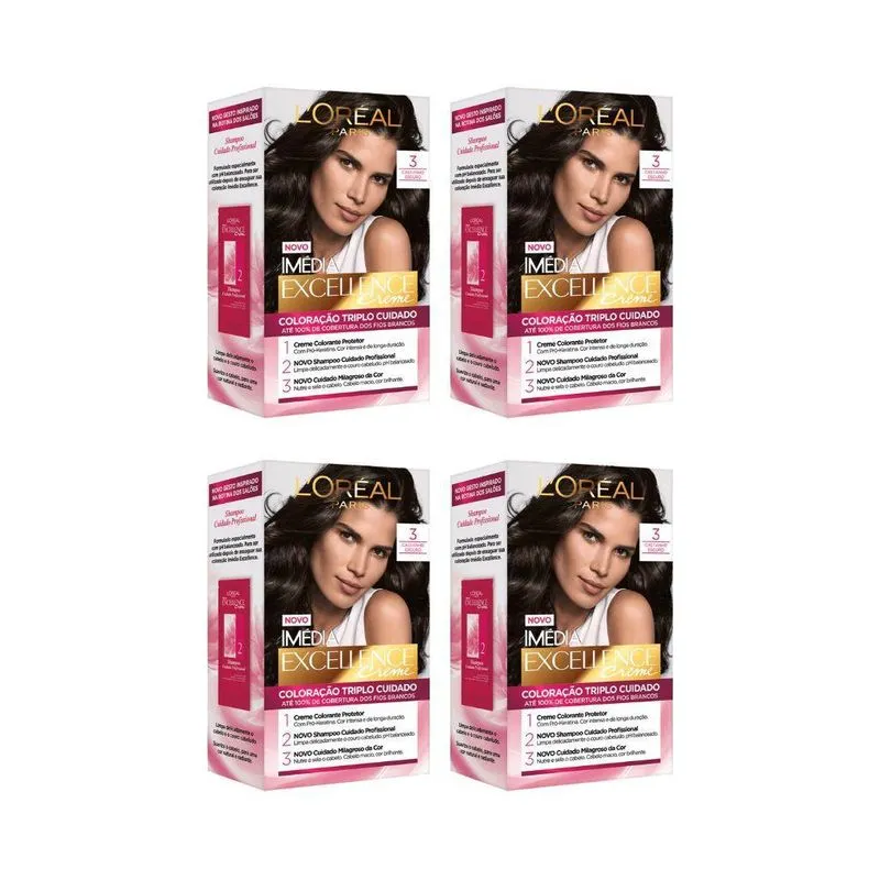 Coloraçao Imedia 3 Castanho Escuro - Kit Com 4Un