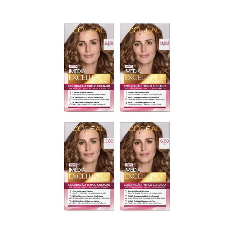Coloraçao Imedia 6.88 Mel Tabaco-Kit C/4Un