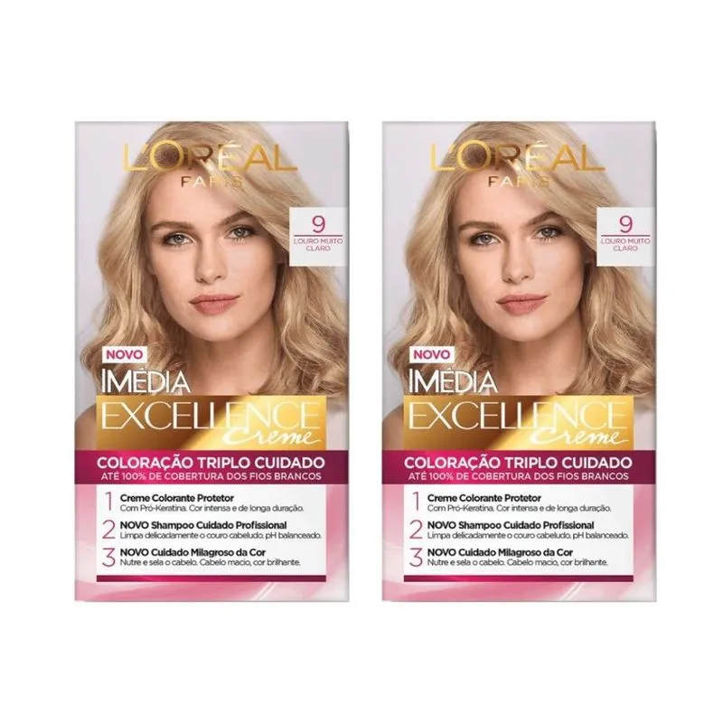 Coloraçao Imedia 9 Louro Muito Claro - Kit Com 2un