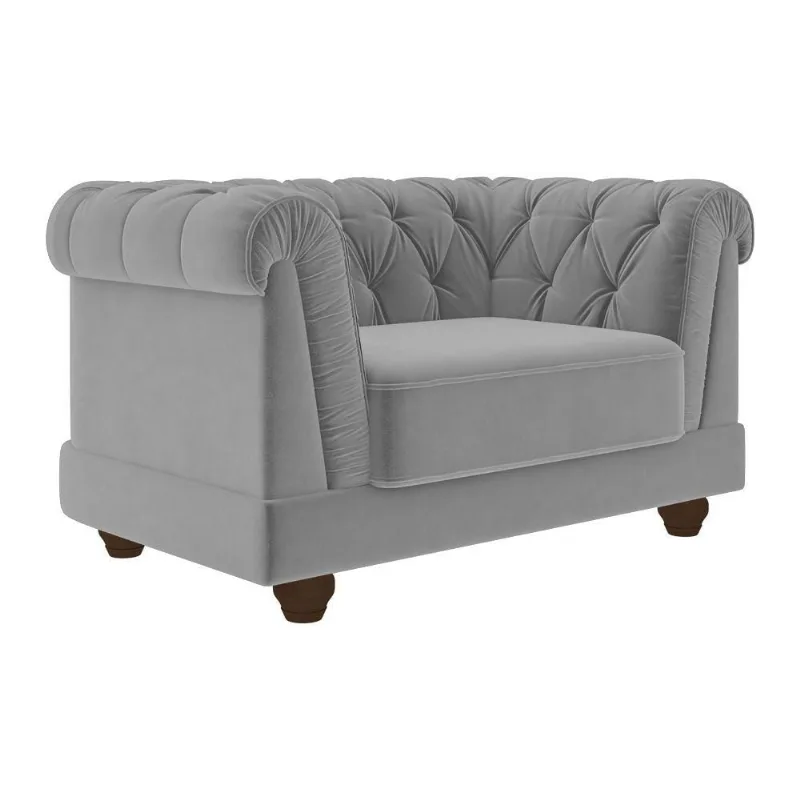 Poltrona Apso Decorativa com Pés Palito Veludo Confortável Cinza Claro Sallar Home