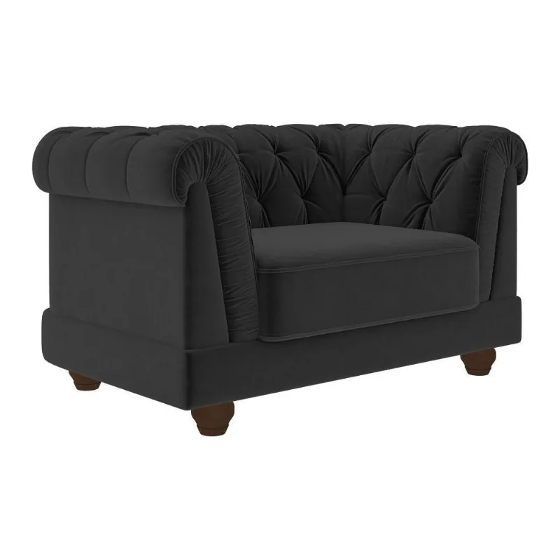 Poltrona Apso Decorativa com Pés Torneados Veludo Confortável Preto Sallar Home