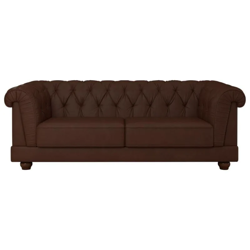 Sofá Living Apso 4 Lugares 274CM Marrom Courino PU Sallar Home