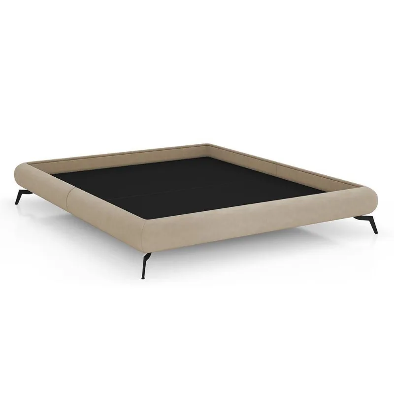 Cama Casal Japonesa Haru com Pés Reguláveis Alumínio Bouclé Suave Off White Sallar Home