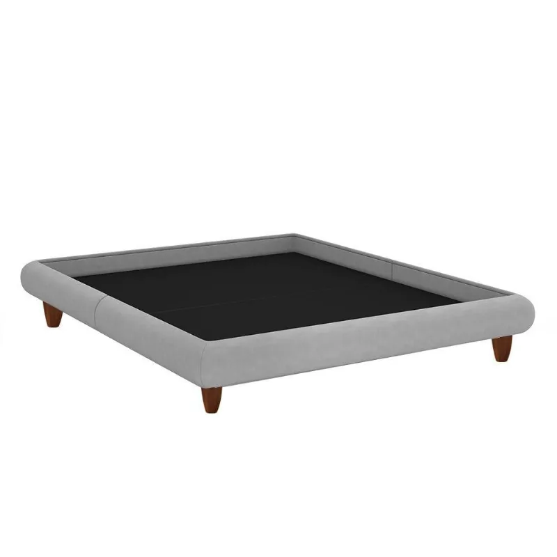 Cama Casal Japonesa Haru com Pés em Madeira Estrutura Reforçada Cinza Claro Sallar Home