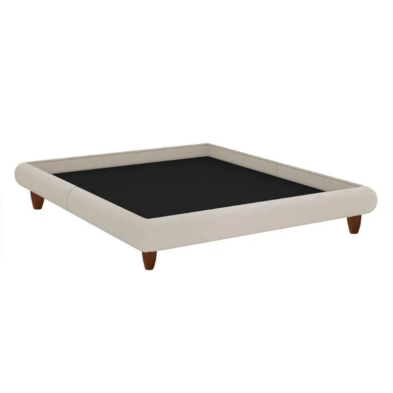 Cama King Japonesa Haru com Pés em Madeira Linho Off White Sallar Home