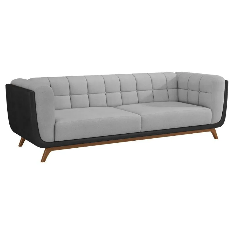 Sofá Coin 2 Lugares 180CM Preto e Cinza Claro Courino Sallar Home