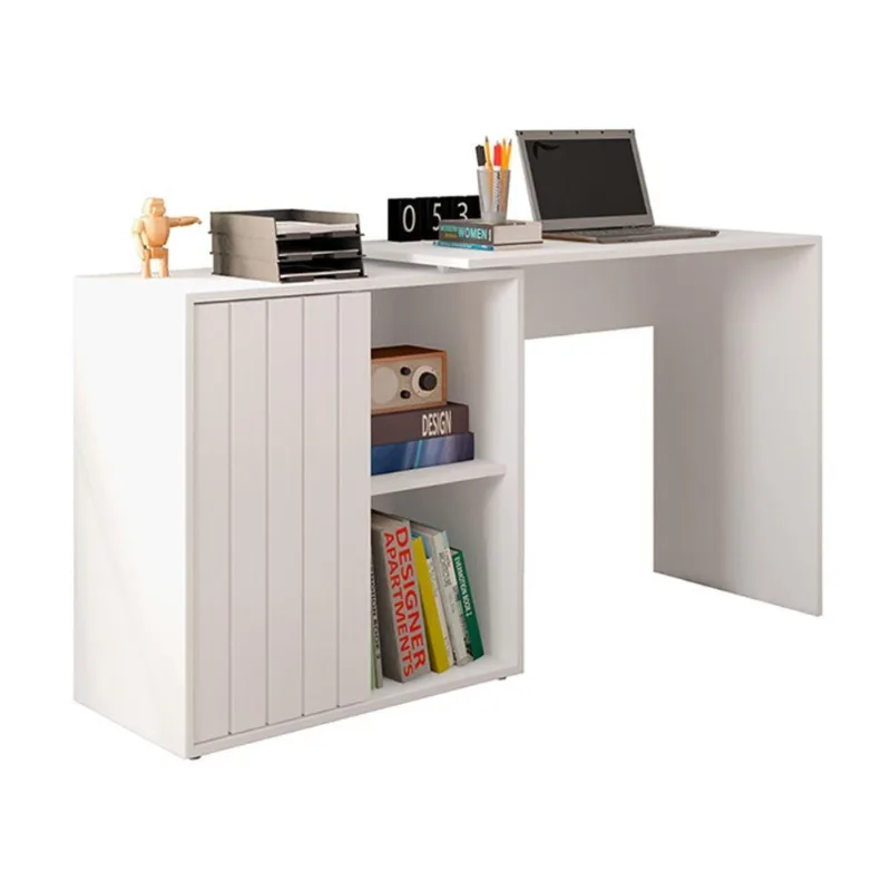 Escrivaninha Clyn Moderno sem Gavetas MDF-MDP 140CM Branco Fosco Sallar Home