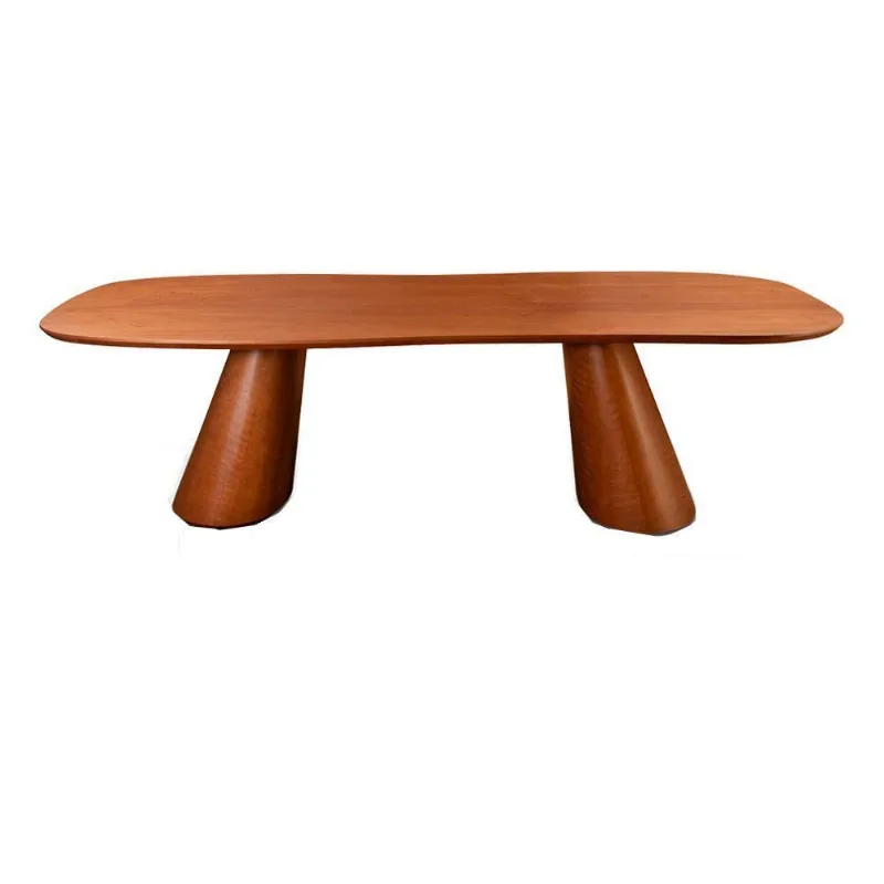 Mesa de Jantar Carvy 8 Lugares Orgânica Madeira Maciça 270CM Café SAL Movelaria
