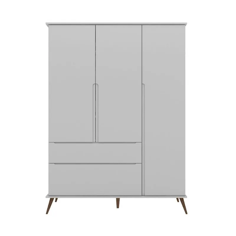 Guarda Roupa Infantil Tina 3 Portas de Bater 2 Gavetas MDF Cinza Ada Tina