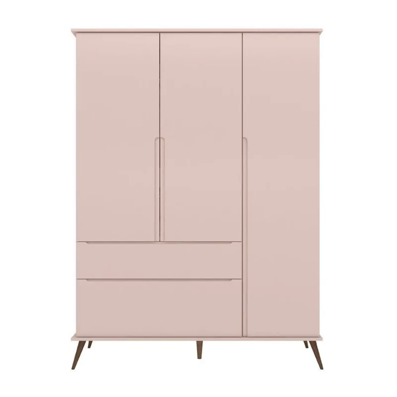 Guarda Roupa Infantil Tina 3 Portas 2 Gavetas MDF Rose Semi Brilho Sallar Home